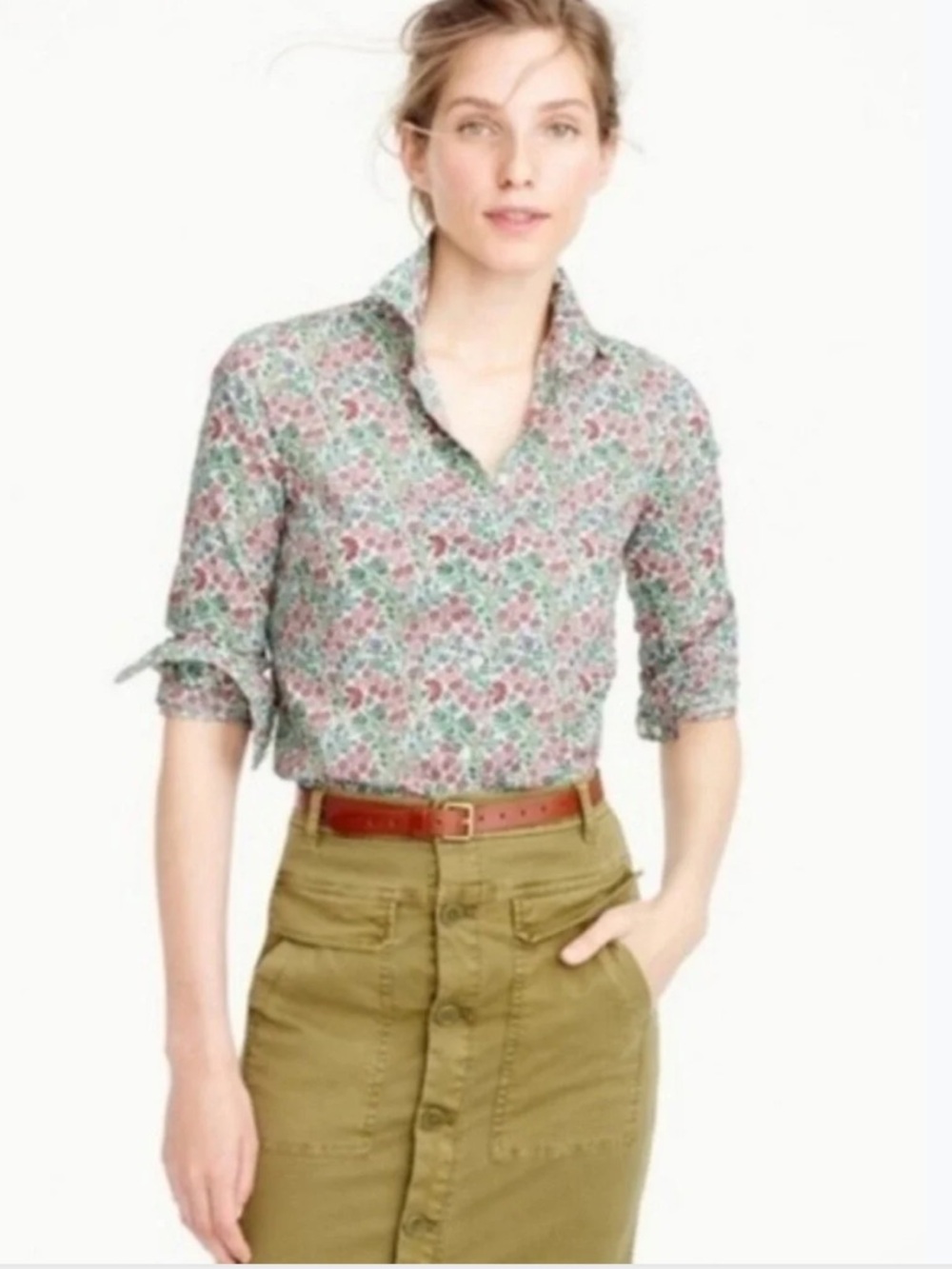 J Crew Liberty Arts fabric Isborella floral the perfect shirt cotton poplin sz 4